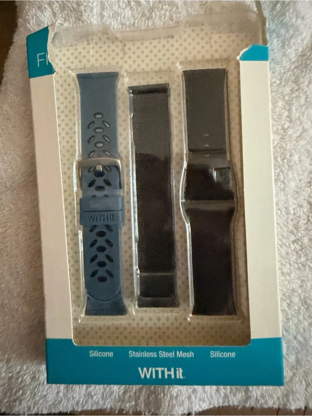 Blue and Black Silicone & Stainless Steel Mesh Watch Band Set